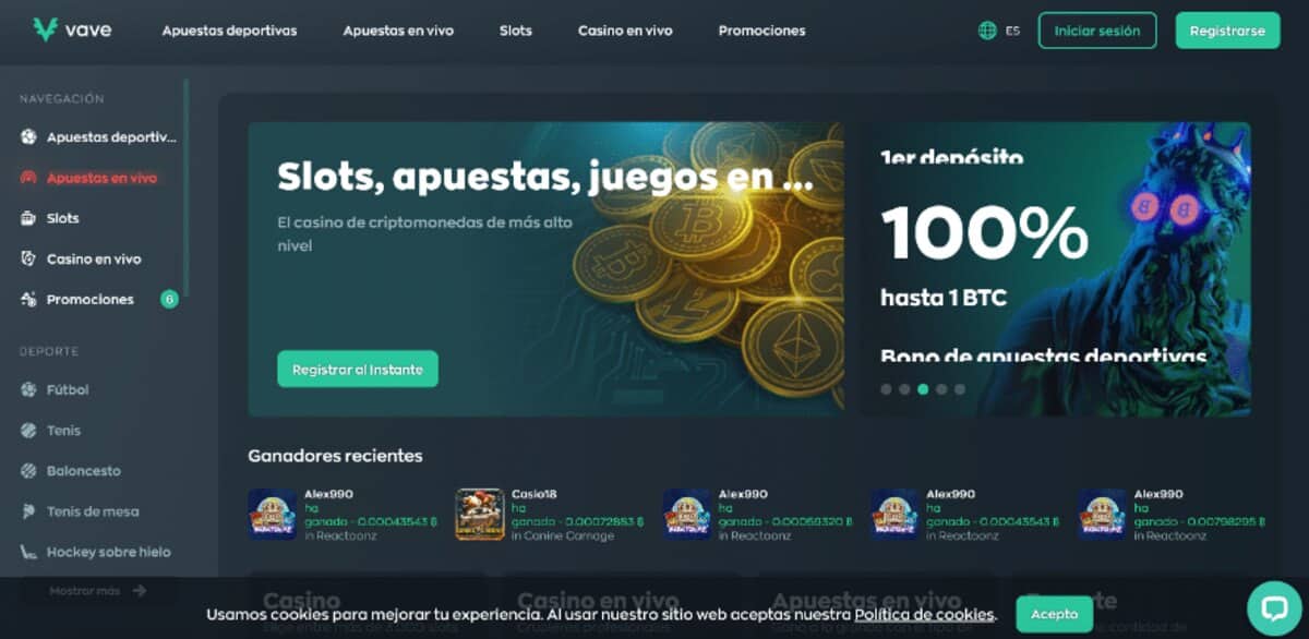 Vave casino de criptomonedas con vasta experiencia