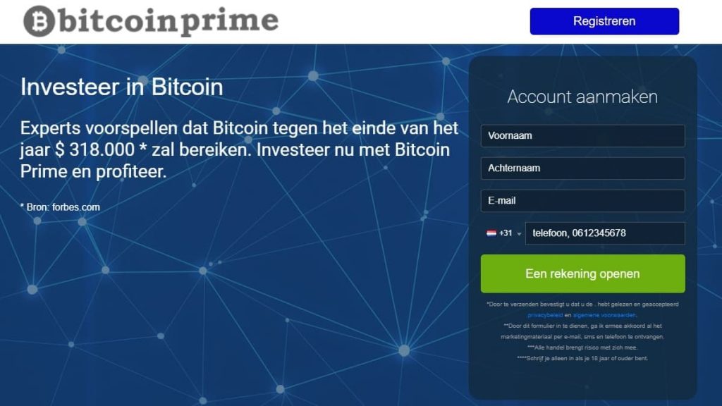 Bitcoin Prime website