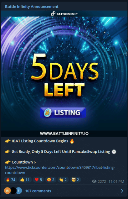 5 days left Battle infinity