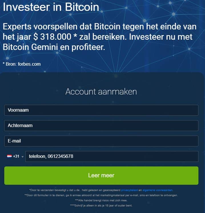 bitcoi nblueprint account maken