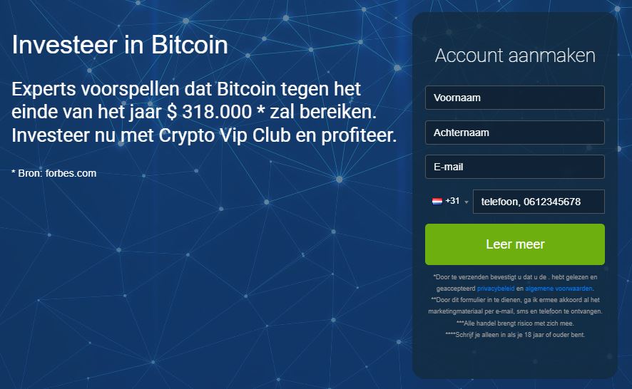 Crypto VIP Club Account Aanmaken