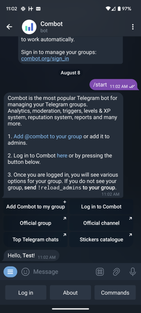 Combot Telegram bot