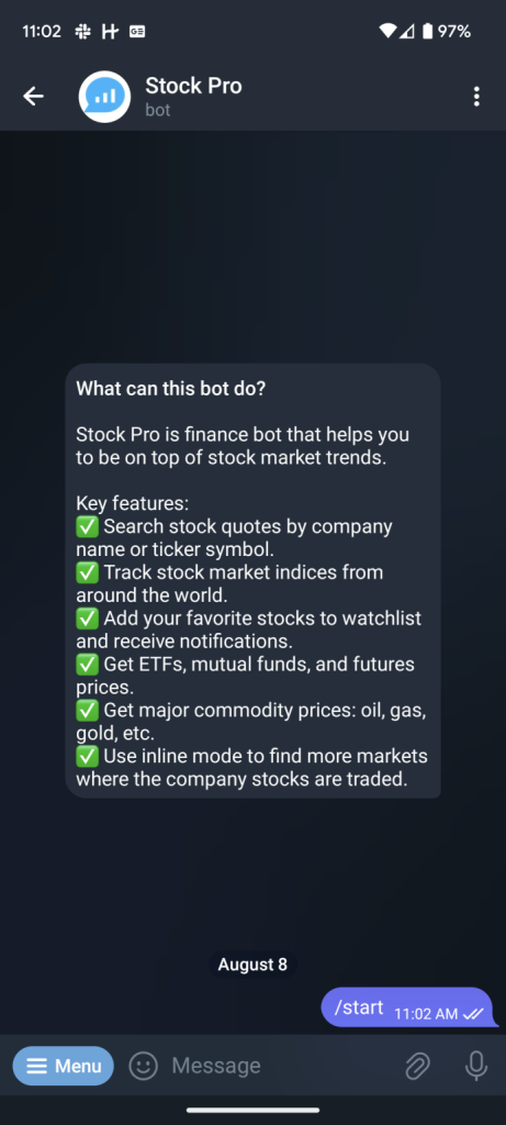 Stock Pro Telegram bot