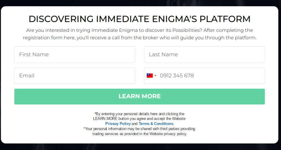 Immediate enigma registratie