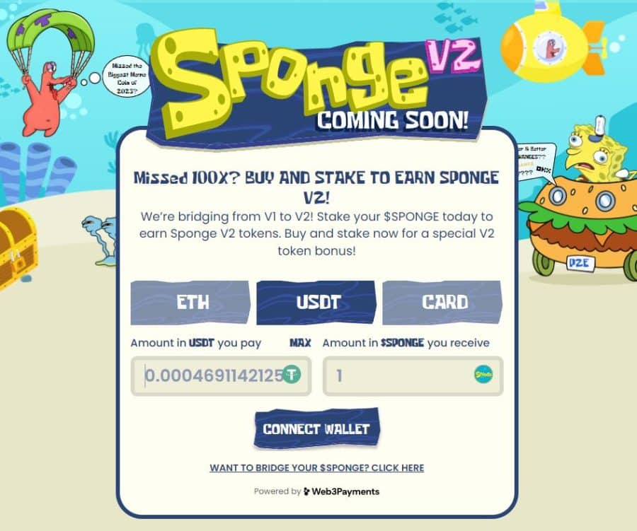 Sponge V2 Presale, kleine crypto met potentie