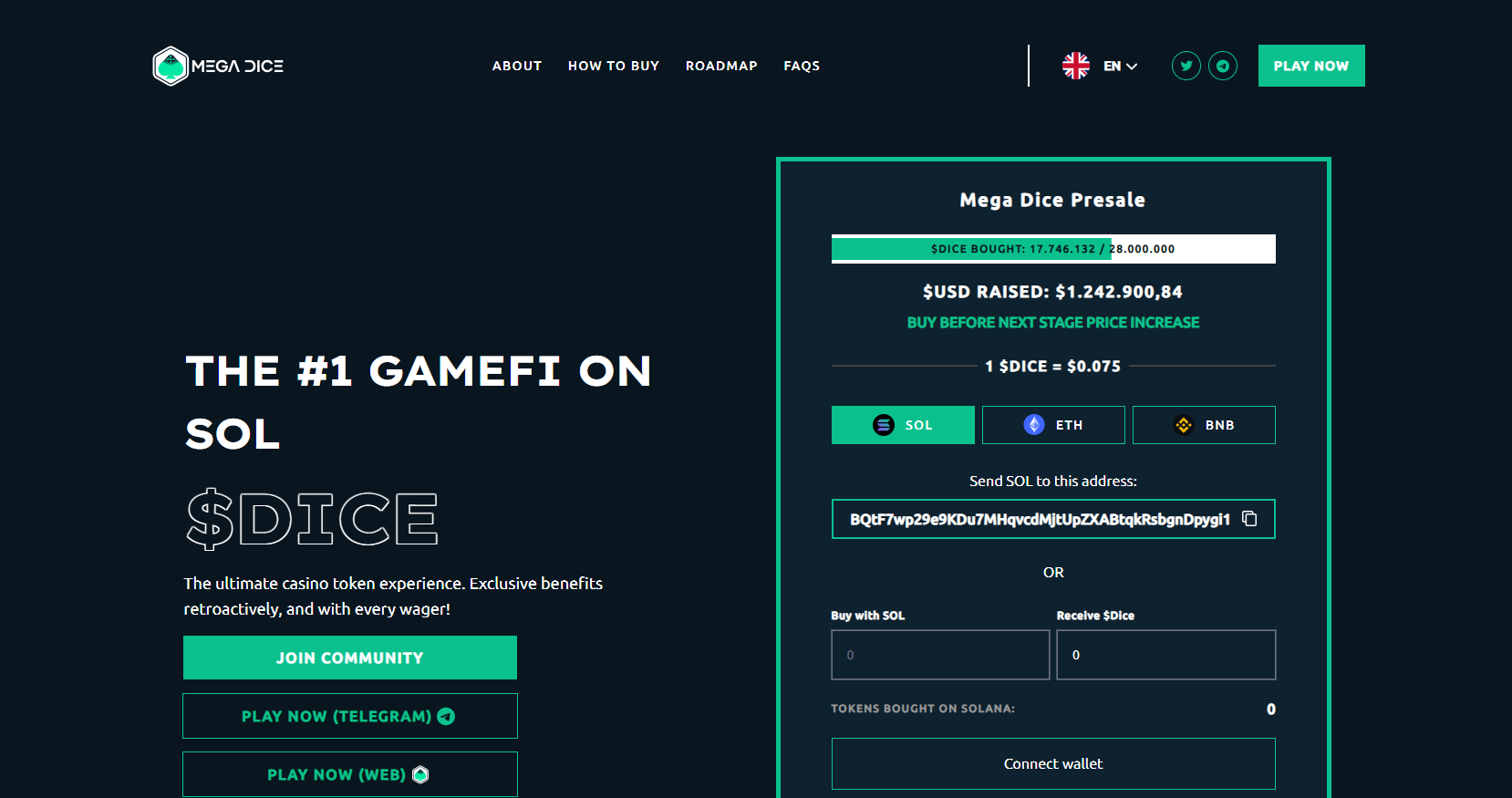 Mega Dice Token NFT project