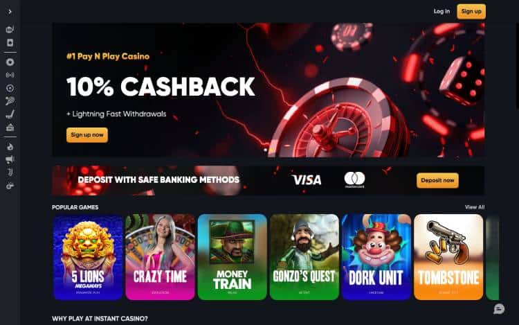 Instant Casino, no deposit bonus casino