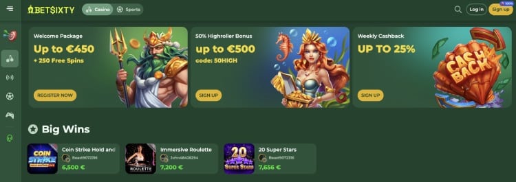 BetSixty beste no deposit casino