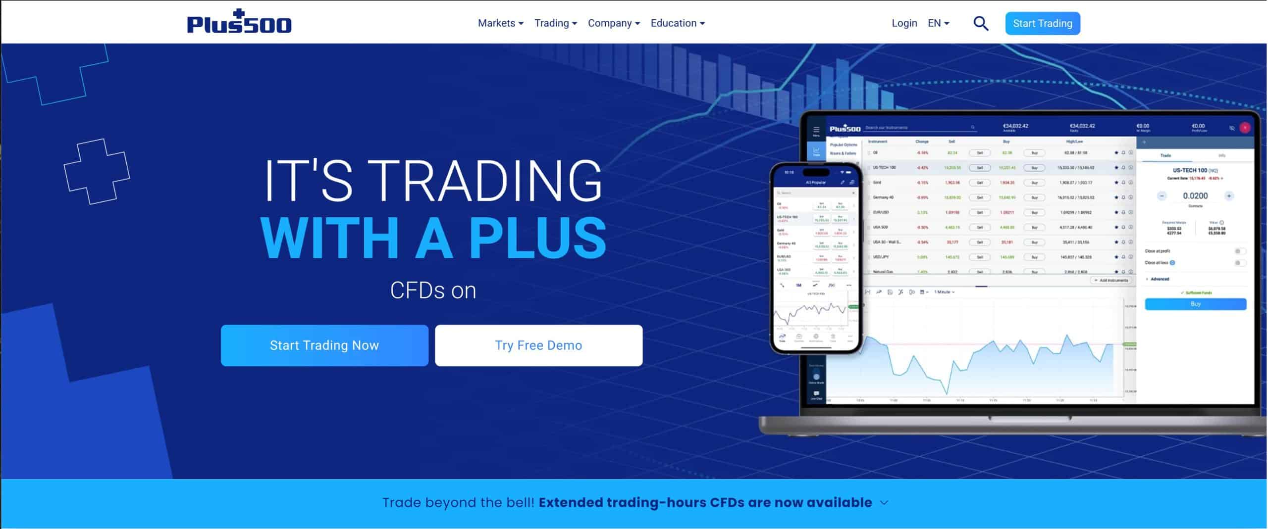 Plus500 trading plattform med PC og mobil