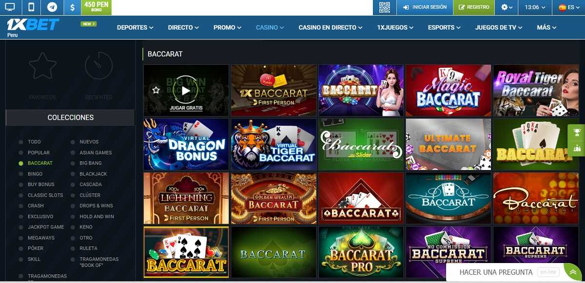 Baccarat Perú 1xbet