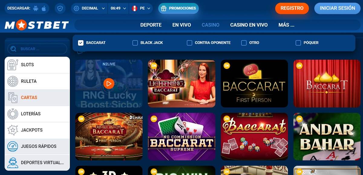 Elige tu juego favorito de baccarat