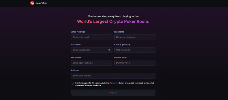 Registro Coinpoker