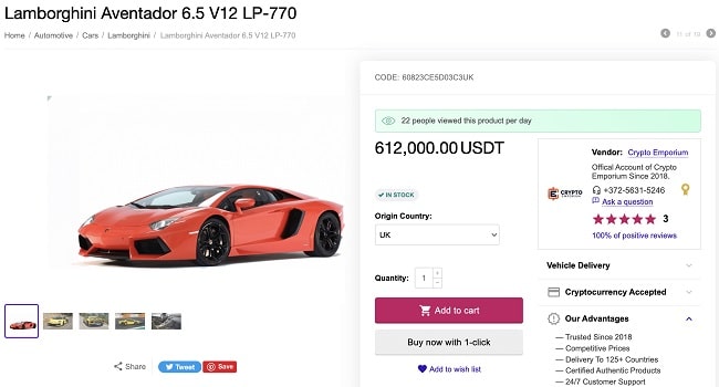 Wybierz model Lamborghini na Crypto Emporium