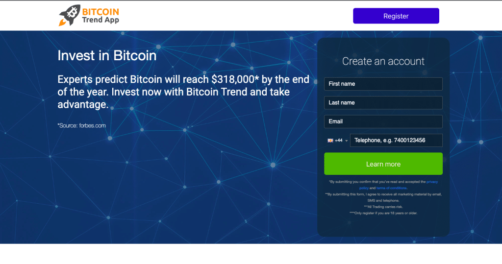 Bitcoin Trend - strona internetowa