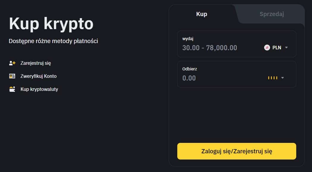 Zakup kryptowaluty na Binance