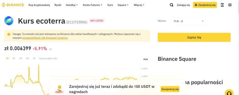 ecoterra na binance