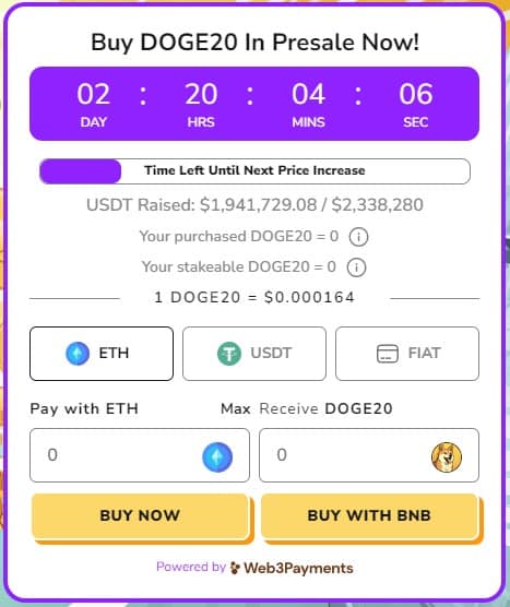 Dogecoin20 presale