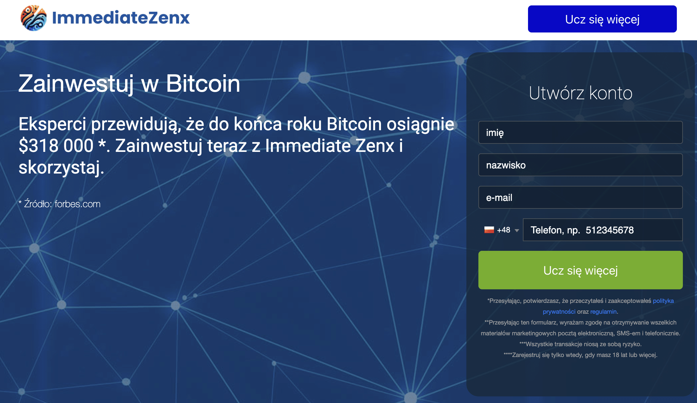 Immediate Zenx strona główna