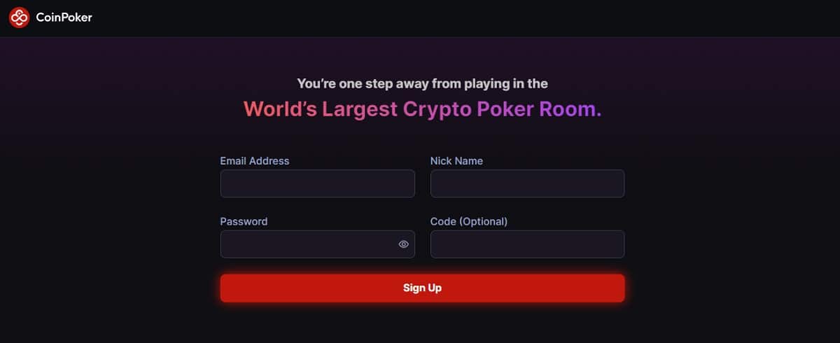 CoinPoker rejestracja