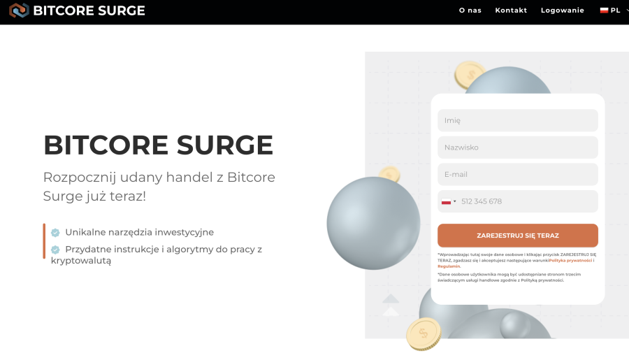 Bitcore Surge strona glowna