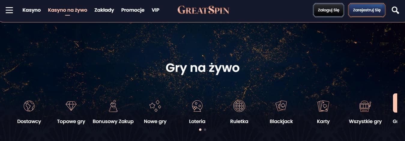 GreatSpin kasyno na żywo