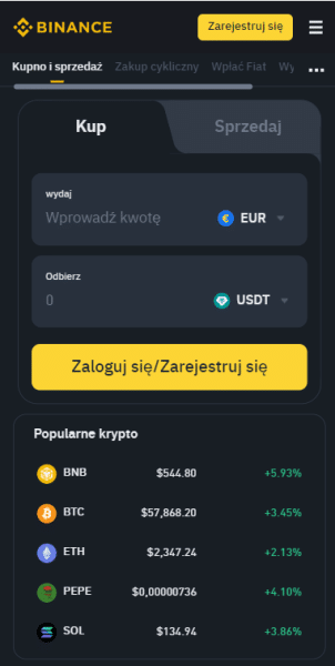 binance zakup kryptowalut