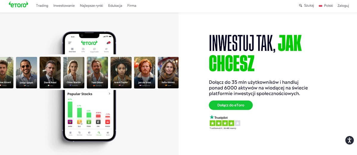 eToro strona główna