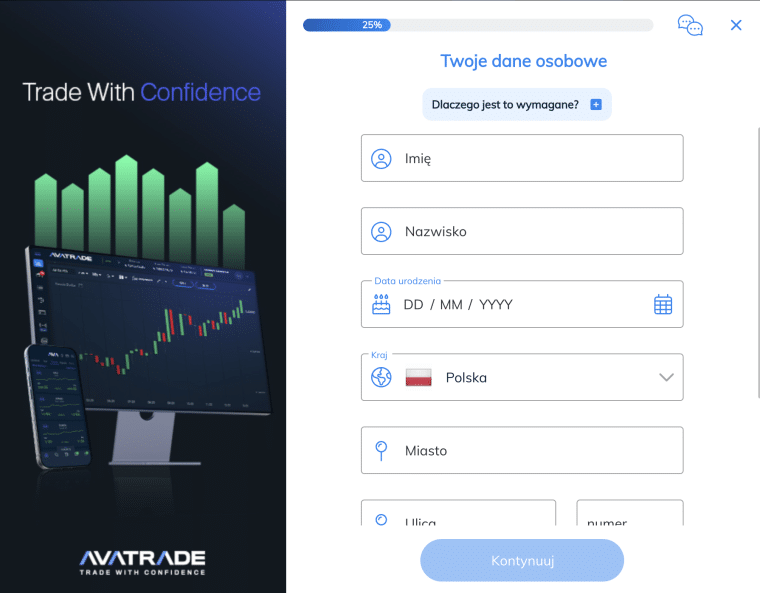 avatrade rejestracja krok 2