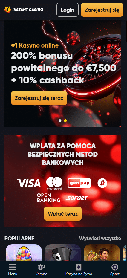 Instant Casino strona główna na mobile