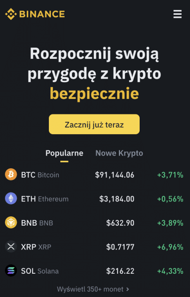 binance strona glowna krok 1