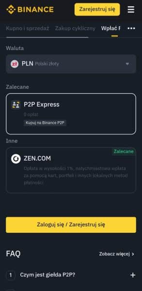 wpłaty w binance