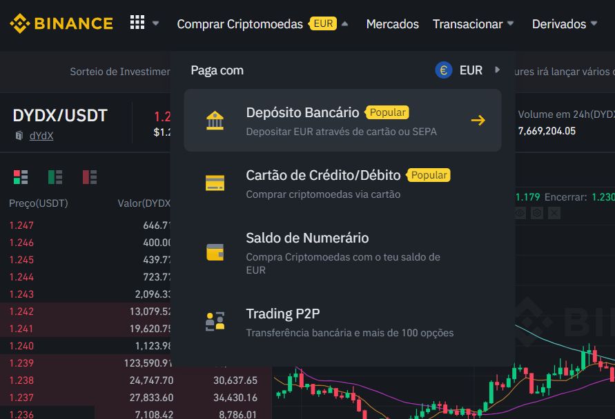 Binance depósitos