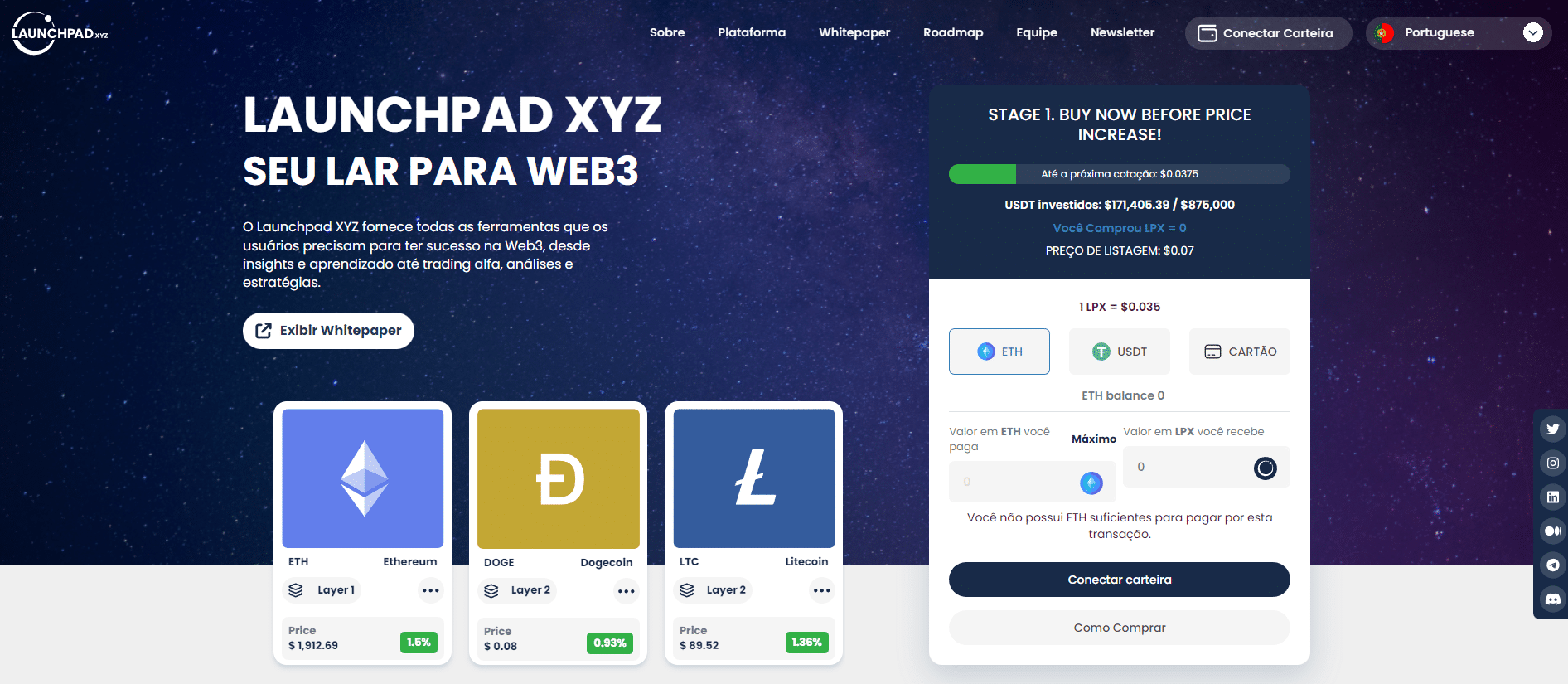 homepage de launchpad xyz