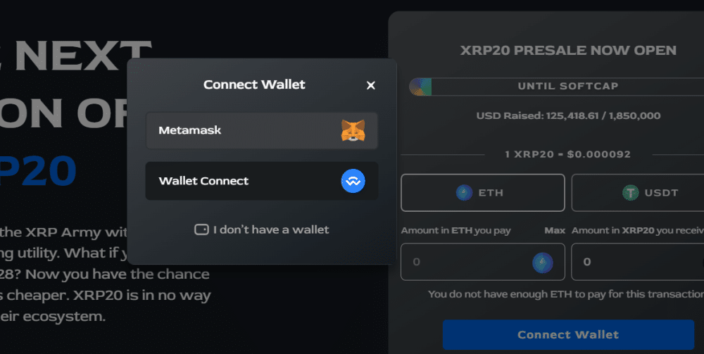 XRP20 em Metamask