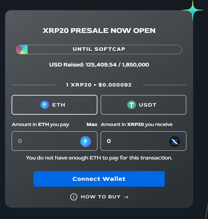 levantar tokens pre-venda xrp20