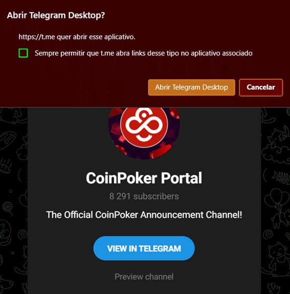 entrar no coinpoker grupo do telegram