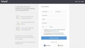 eToro inregistrare utilizator nou