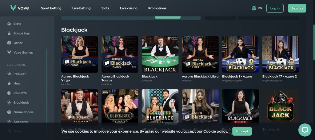 Jucați Blackjack la VAVE Casino