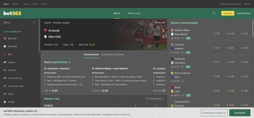 Interfața Bet365