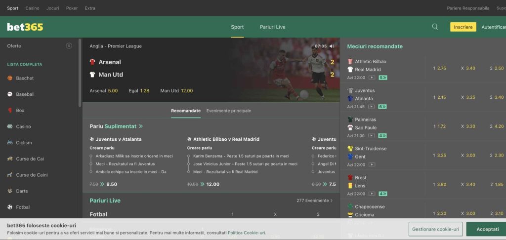 Interfața Bet365