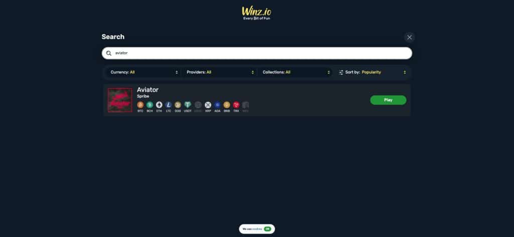 Jucați Aviator la Winz.io Casino