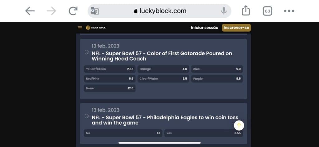 Pariuri online Super Bowl pe Luckyblock