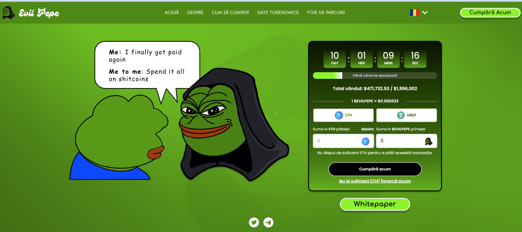 Evil Pepe Coin Presale Vanzare