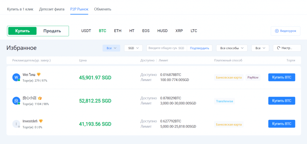 Биткоин на huobi.com