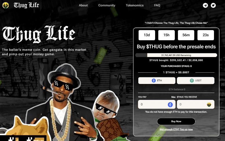 Thug life presale samlar in $300,000