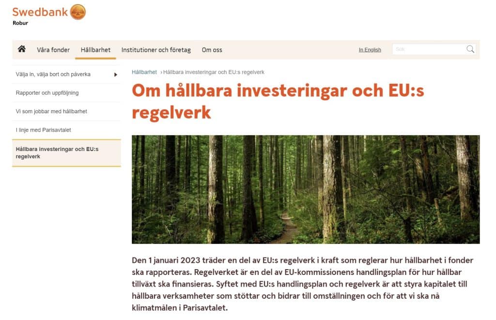 Om hållbara investeringar och EU:s regelverk