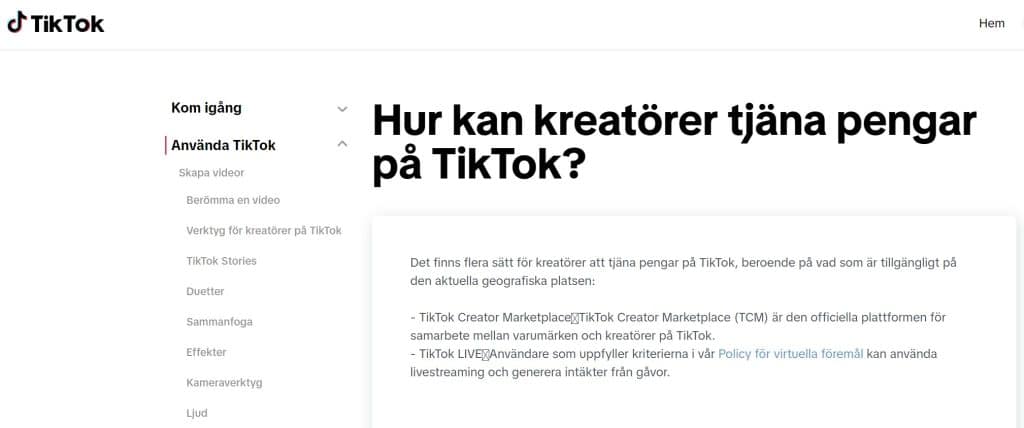 Tjäna pengar på Tiktok