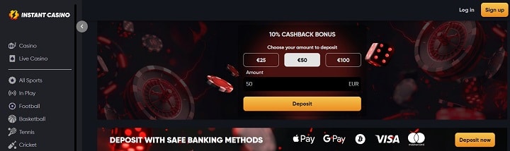 Instant Casino - Bästa casino med snabba uttag