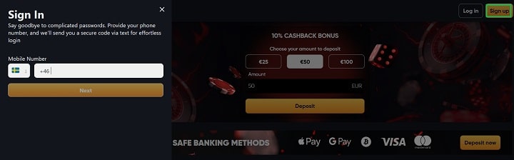 Hur man börjar spela hos Instant Casino