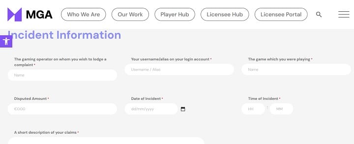 Klagomål MGA Malta Gaming Authority